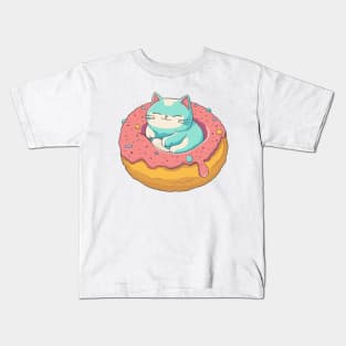 Cute cat in donut Kids T-Shirt